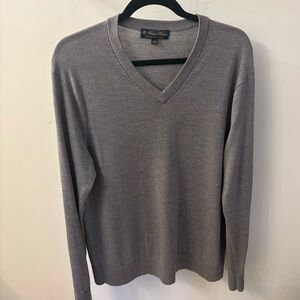 Brooks Brothers Men's Gray V-Neck Sweater